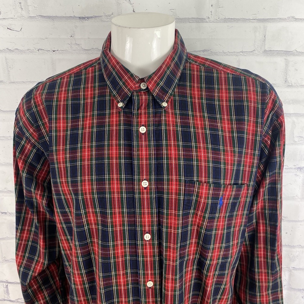 Ralph Lauren Shirt Men's XL Long Sleeve Button Down Plaid Blaire Relaxed Fit
